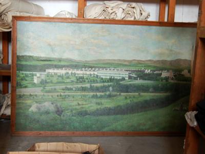 A painting of the Makedonka factory